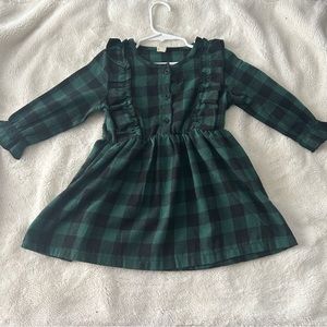 Green buffalo plaid toddler dress